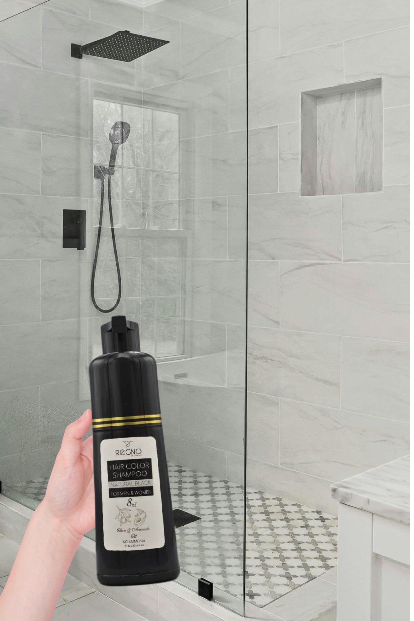 Hair Color Shampoo - Natural Black & Dark Brown - Sulphate & Ammonia Free (≈200ml) | Regno